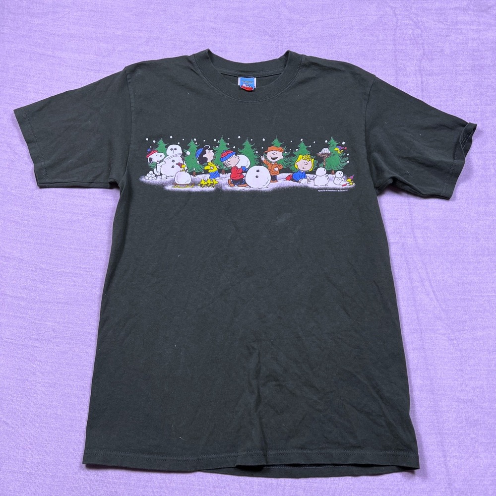 Peanuts Snoopy Charlie Brown‎ Christmas T Shirt Green Mens Size Medium Yazbek